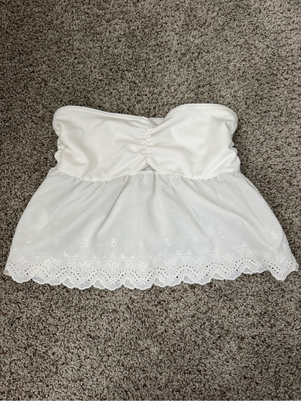 wild fable White Strapless Eyelet Peplum Tube Top